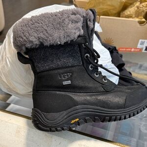 UGG Black and Gray Fur-Lined Boots